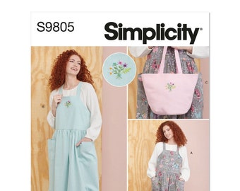 Simplicity S9805 Misses' Pinafore Aprons and Tote in One Size R11925