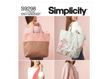 Simplicity Sewing Pattern Market Tote Bags S9298 | 9298 Oversize Tote Bag, Sling Tote