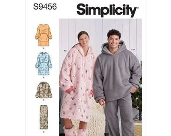 Simplicity 9456 Pattern S9456 Unisex Oversized Hoodies, Pants and Booties Sies XS-XL R11291