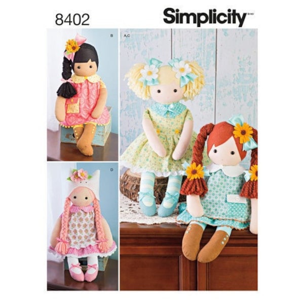 Simplicity Sewing Pattern 23" Stuffed Dolls with Clothes S8402 | 8402 Rag Dolls