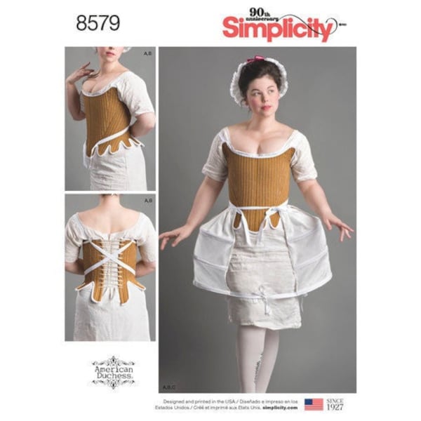Simplicity 8579 Sewing Pattern Misses' 18th Century Costume S8579 Corset, Shift, Panniers