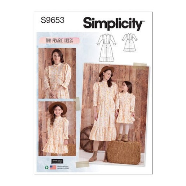 Simplicity Prairie Dress Children's and Misses' Dress S9653 | R11667 | Size 3-8 and XS-XL