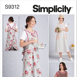 Simplicity S9312 Wrap Around Apron, Apron w Ruffle Sizes XS-XL R10847