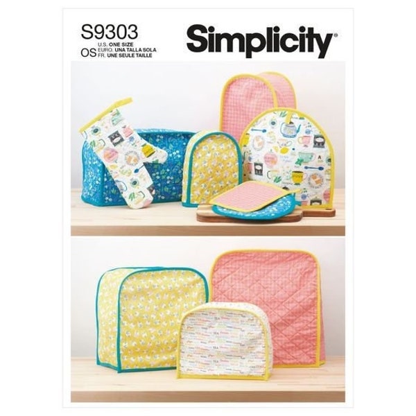 Simplicity 9303 K4292 Kitchen Appliance Covers, Oven Mitt, and Pot Holder Packet