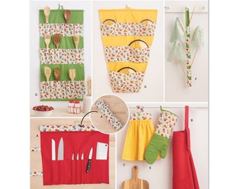 Simplicity S9659 Kitchen Accessories Apron, Spoon Holder, Knife Roll, Oven Mitt, Towel topper, plastic bag holder