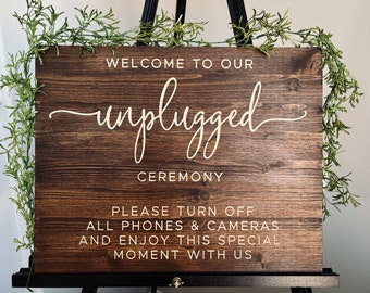 Welcome To Our Unplugged Wedding, Wood Sign, Wedding Sign