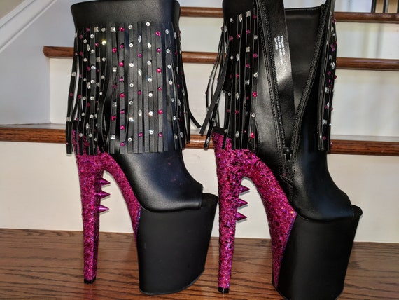 Amazon.com | Fahrenheit Women's Spiked Chrome-heel Heels Pumps Brown  Leather Sandals 6 US | Heeled Sandals