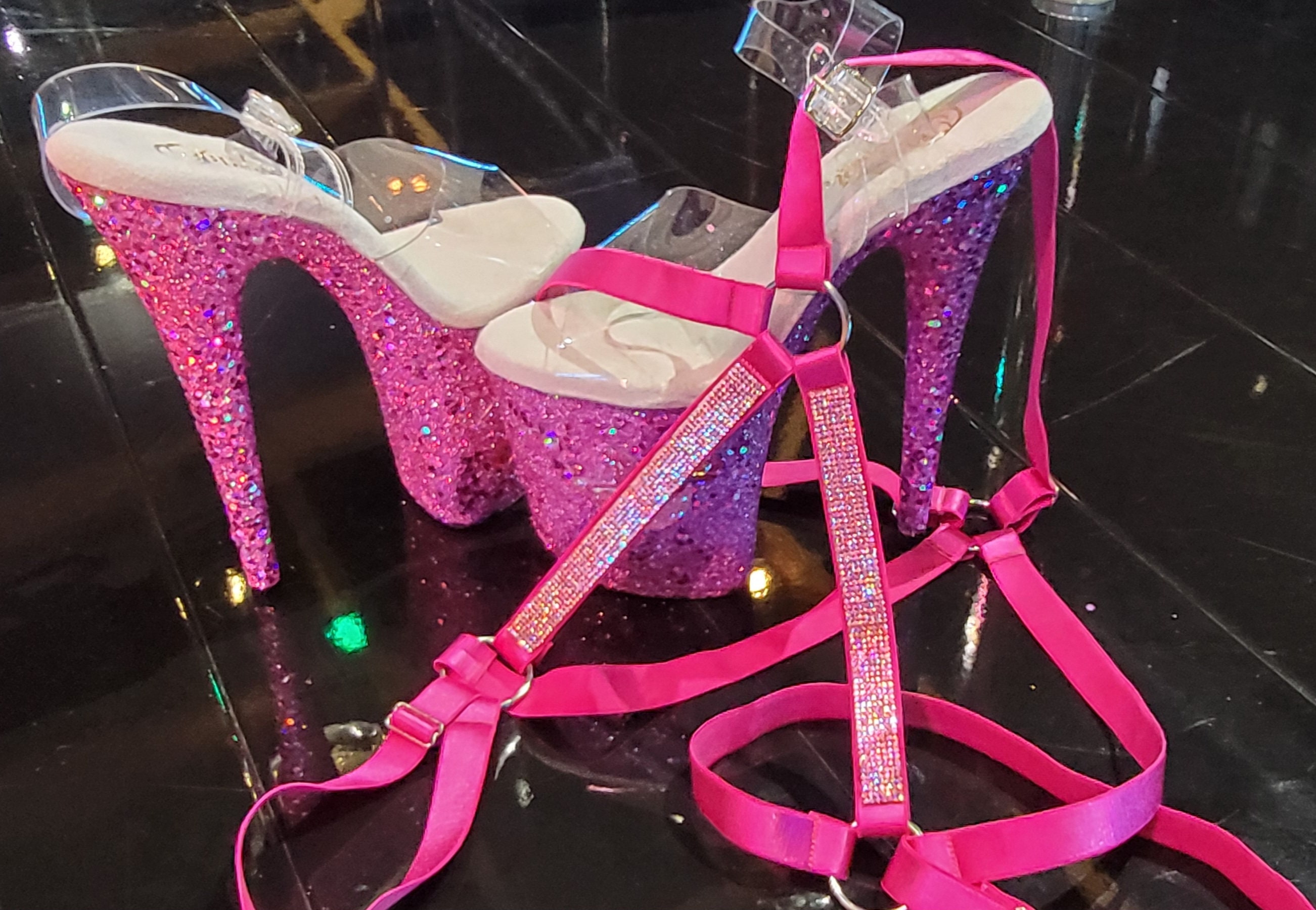 Hot pink stripper heels clearance