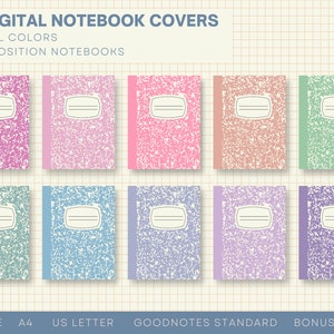 10 Digital Notebook Covers | Pastel Colors | A4, US, and Goodnotes Sizes