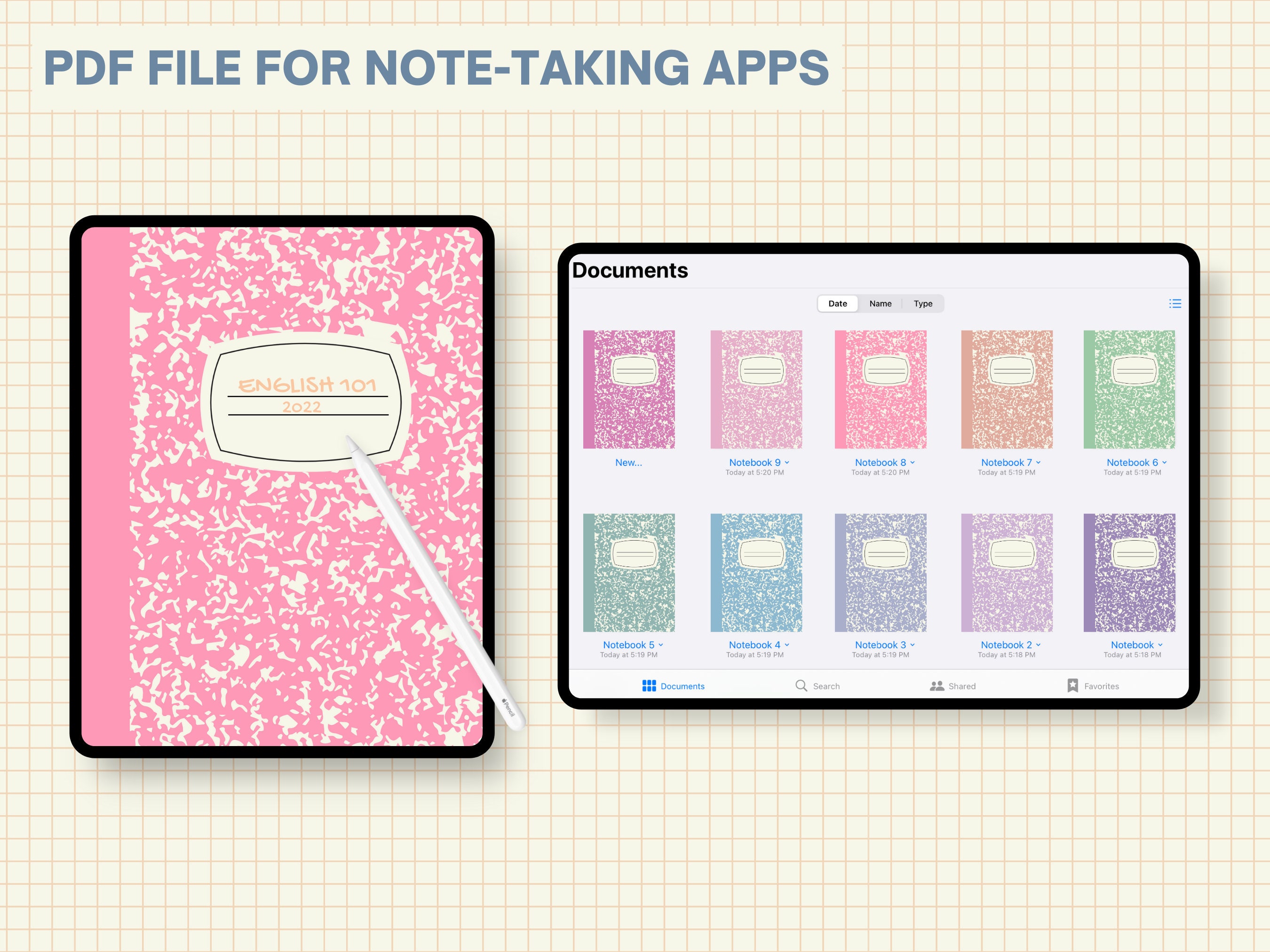 10 Digital Notebook Covers | Pastel Colors | A4, US, and Goodnotes ...