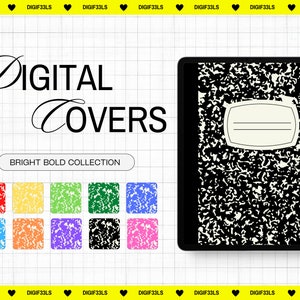 10 Composition Notebook Covers for Goodnotes | Bright Colors | A4, US, and Goodnote Standard Sizes |