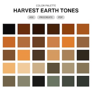 Harvest Earth Tones Inspired Color Palette, Procreate Color Palette, ASE Color Palette, Digital Notebook Color Palette