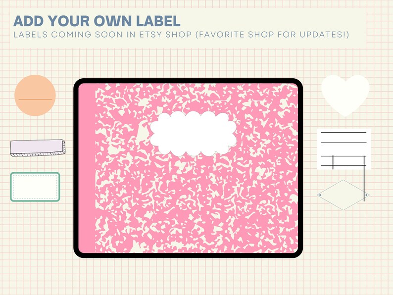 May include: Pink and white notebook paper with a cloud-shaped label. The paper is surrounded by a black border. The image is on a grid background.