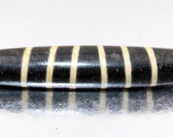 FREE SHIPPING - Rare antique Buddhist Sacred Tibetan DZI bead 6 stripes - 75x15x15mm