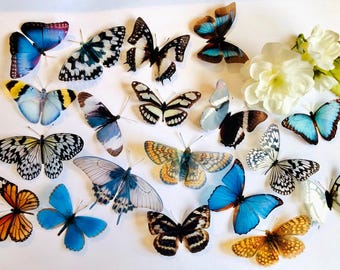19 x 3D Decorative Butterflies, 3D Butterfly Swarm Wall Art Decals, Wedding Stationary Embellishments, Craft Journaling Die Cut Supplies