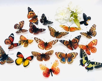 19 x Vegan 3D Decorative Butterflies: Hand-Cut DIY Decor Embellishments, Shadow Box Butterfly Art Ethical Taxidermy UK Cruelty-Free Specimen