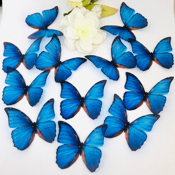 20 x Blue decorative butterflies, 3D butterflies, Ombre blue butterfly, Butterfly wall decor, Girls Bedroom, Gift For Her, Blue butterfly