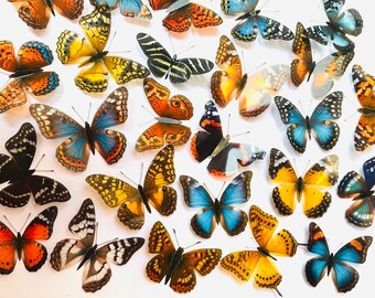25 x 3D Realistic Decorative Butterflies, Butterfly For Maximalist & Shabby Chic Decor, Art For Wedding Bouquet Or Craft Decal Stickers