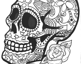 10 MORE Sugar Skull Day of the Dead Original Art Coloring Book pages for Adults: dias de los muertos, Coloring Pages for Adults, Printable