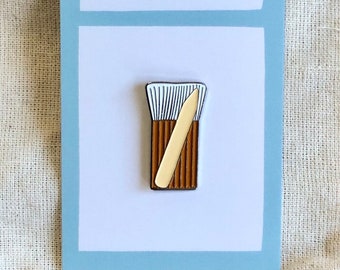 Bamboo Hake Brush & Bone Folder Lapel Pin