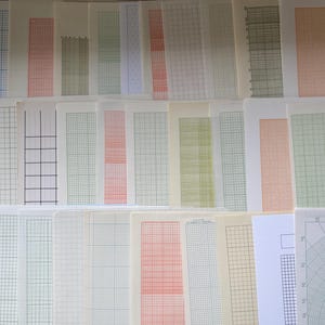 Paquete variado de papel vintage: más de 105 hojas surtidas de papel cuadriculado