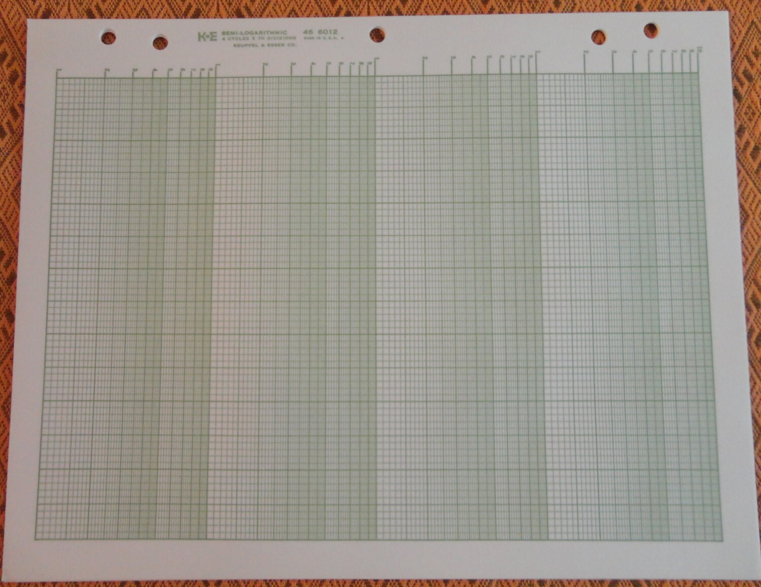 semi logarithmic graph paper k e 46 6012 4 cycles x 70 etsy