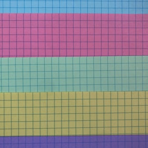 Square grid cross section graph paper, in five wild colors