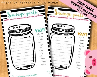 personal savings goal tracker jar savings chart budget etsy