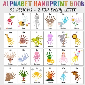 Handprint Alphabet Book Template, Printable Alphabet Handprint Craft Bundle, Preschool & Kindergarten Craft, Classroom Printable Keepsake