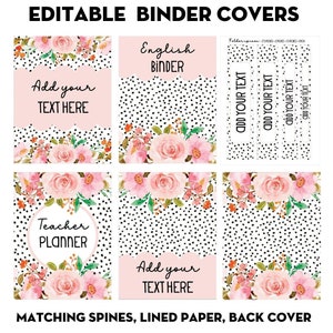 Editable Floral Binder Covers & Spines | Printable Teacher Binder Covers with Spines | Cute Classroom Decor | Editable Student Binder
