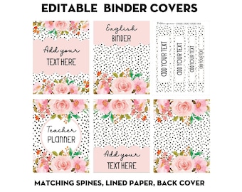 Editable Floral Binder Covers & Spines | Printable Teacher Binder Covers with Spines | Cute Classroom Decor | Editable Student Binder