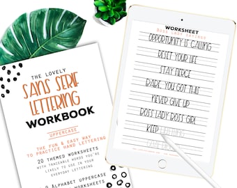 30 Practice Worksheets Sans Serif Lettering for Procreate & Print, Calligraphy, Hand Lettering, IPad Lettering -For beginners,planners...