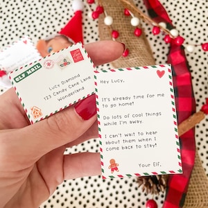 Carta de elfo en miniatura editable e imprimible con sobre, carta personalizable de elfo, notas de elfo navideñas personalizadas, imprimibles de elfo