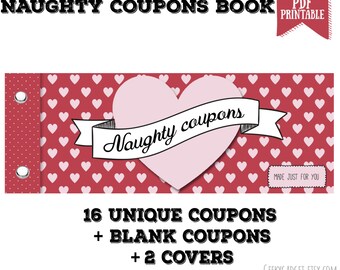 naughty coupon book 16 printable coupons for boyfriend girlfriend anniversary diy valentines gift for him gift for her pdf