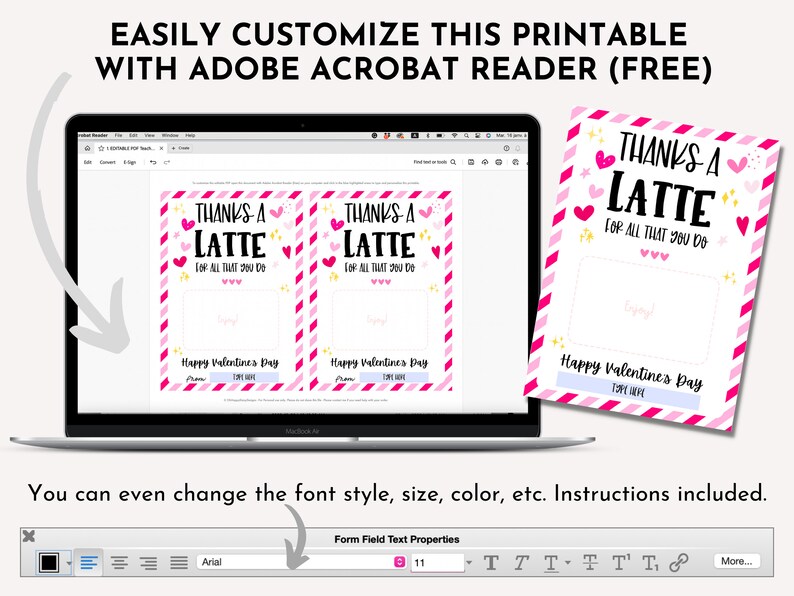 Printable Thanks a Latte for All That You Do Valentine's Day Coffee ...