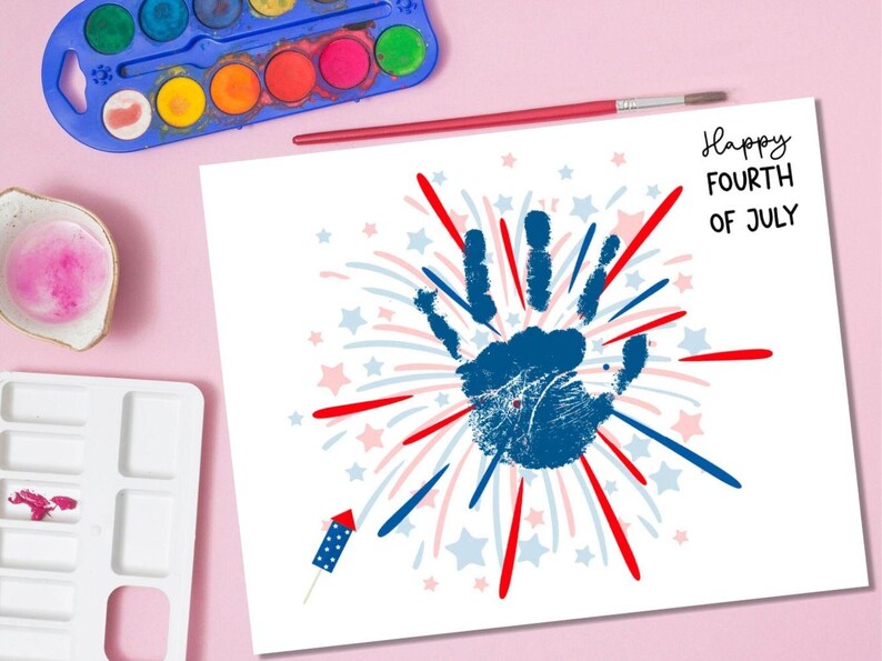Fourth of July Handprint Printable Template, Independence Day Cute ...