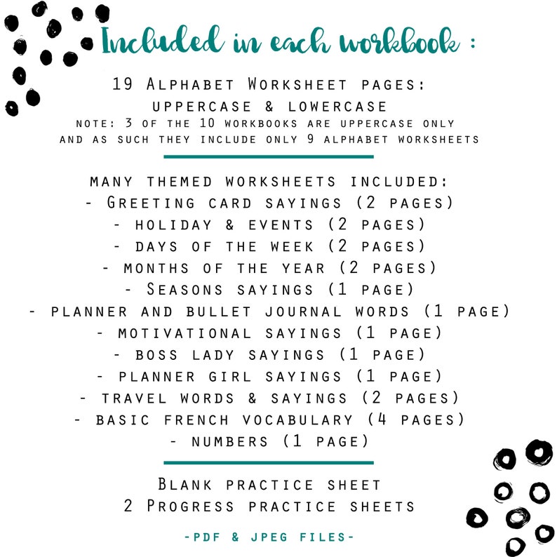 BUNDLE 370 Hand Lettering Practice Worksheets, 10 Lettering Alphabet Styles Brush/Monoline for Procreate & Print, Modern Calligraphy, iPad image 3