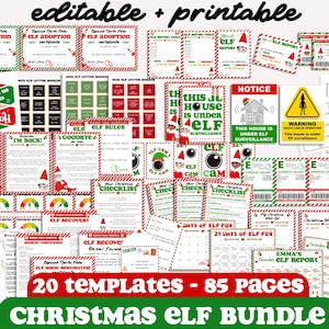 BUNDLE of 20 Elf Printable Templates: Elf Letter, Elf Adoption Certificate, Elf Report, Elf Warning, Elf Surveillance Elf Cam, Santa Letter