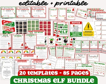 BUNDLE of 20 Elf Printable Templates: Elf Letter, Elf Adoption Certificate, Elf Report, Elf Warning, Elf Surveillance Elf Cam, Santa Letter