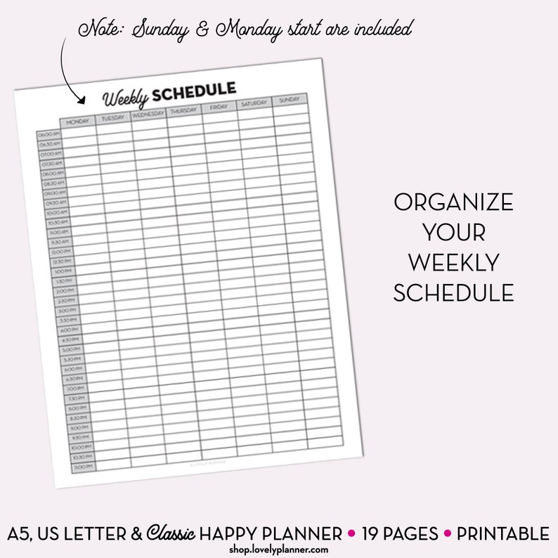 19 Printable Undated Calendar Planner Inserts A5, A4, US Letter ...