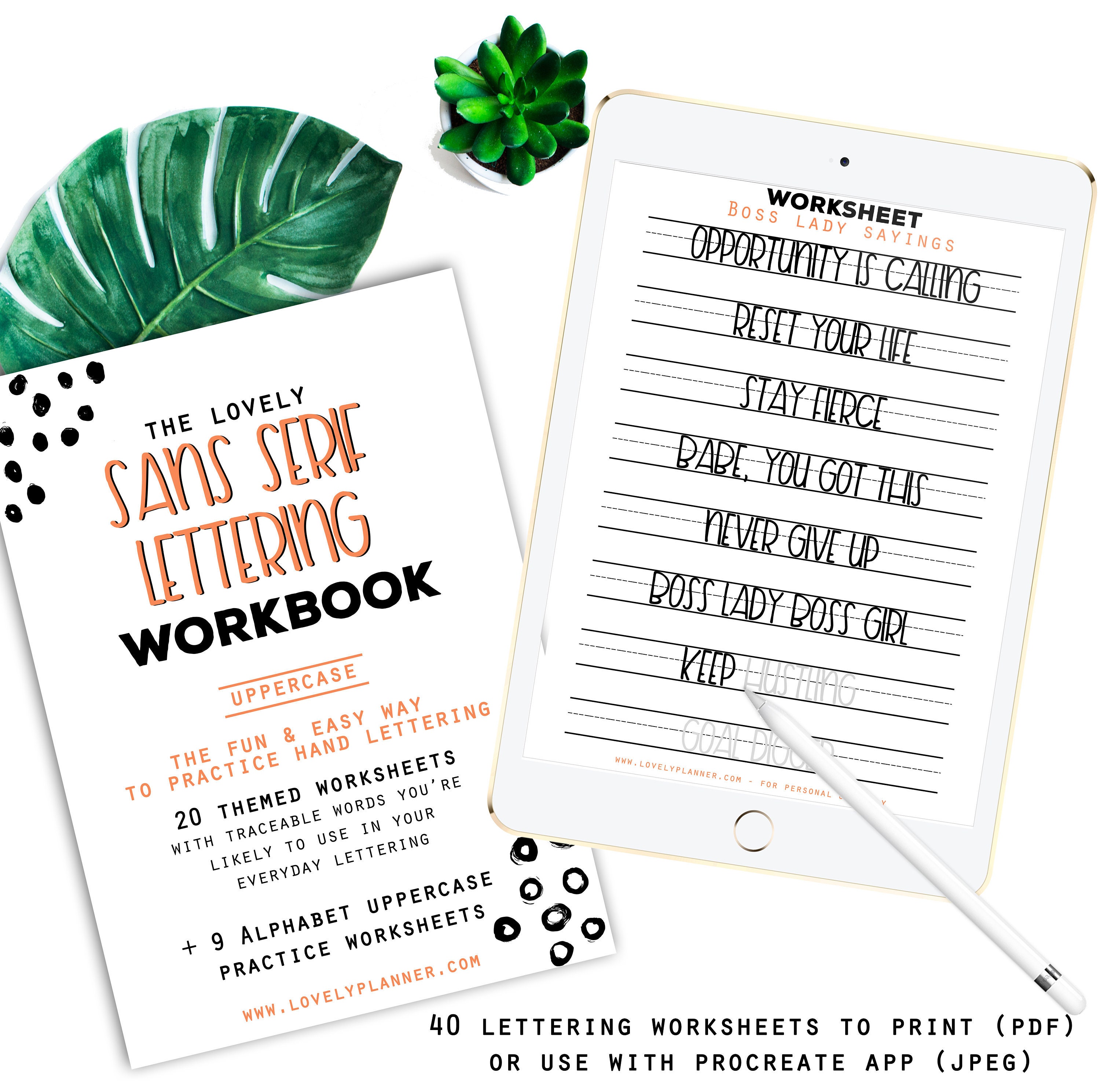 30 Practice Worksheets Sans Serif Lettering For Procreate Etsy