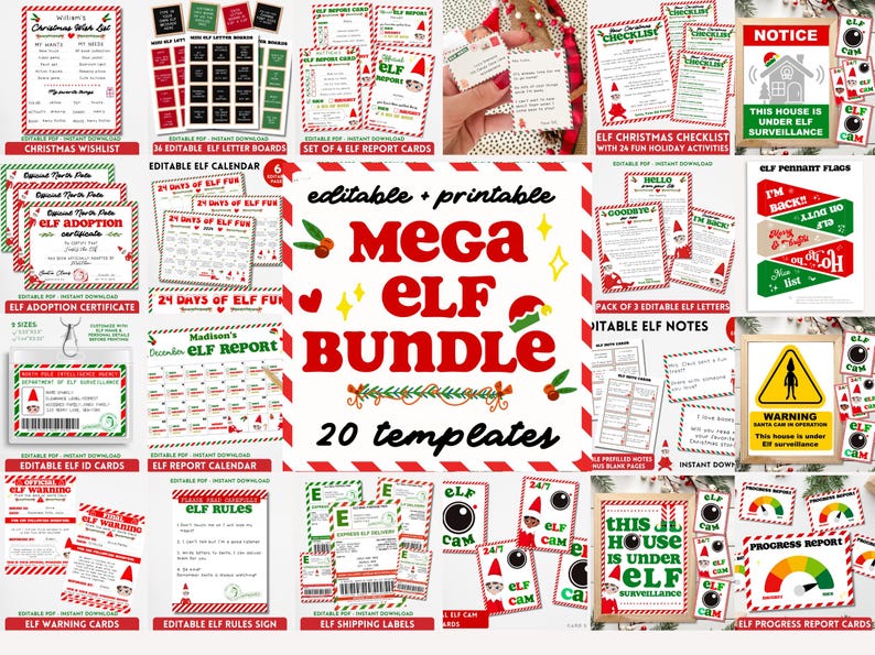 BUNDLE of 20 Elf Printable Templates: Elf Letter, Elf Adoption ...