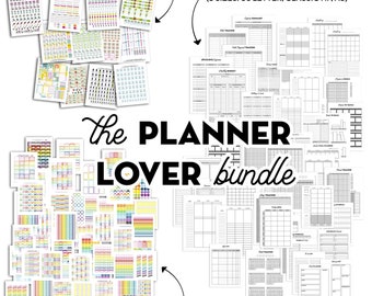 Planner Lover Bundle - 160 inserts de planificateur imprimables + 63 feuilles d'autocollants de planificateur mignons et fonctionnels