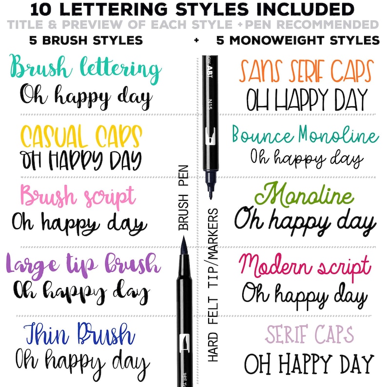 BUNDLE 370 Hand Lettering Practice Worksheets, 10 Lettering Alphabet Styles Brush/Monoline for Procreate & Print, Modern Calligraphy, iPad image 11