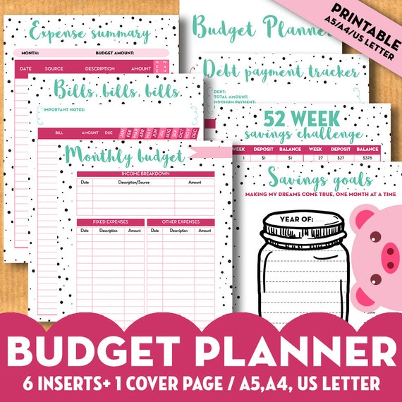 pack 7 budget planner inserts financial binder expenses etsy