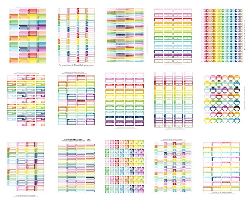 BUNDLE of 50 Functional Planner Stickers Sheets Printable - Etsy