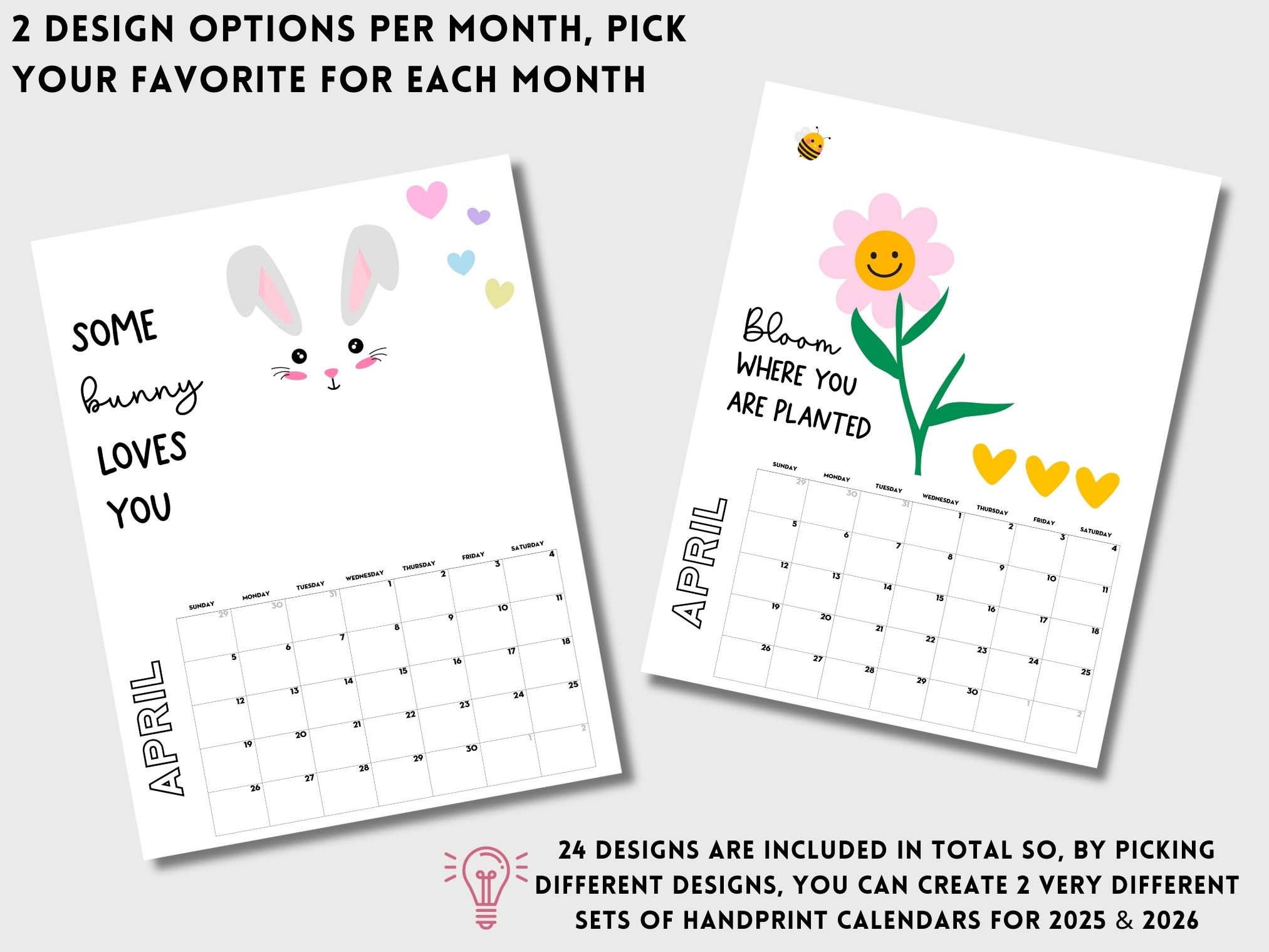 Bundle 2026 2027 Handprint Calendars, Printable Handprint Craft Bundle ...