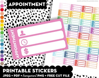 Appointment Printable Planner stickers - Functional Planner Stickers + Cut Files + PNG digital stickers for Goodnotes