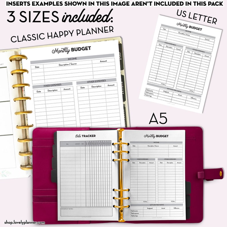19 Printable Undated Calendar Planner Inserts A5 A4 US - Etsy