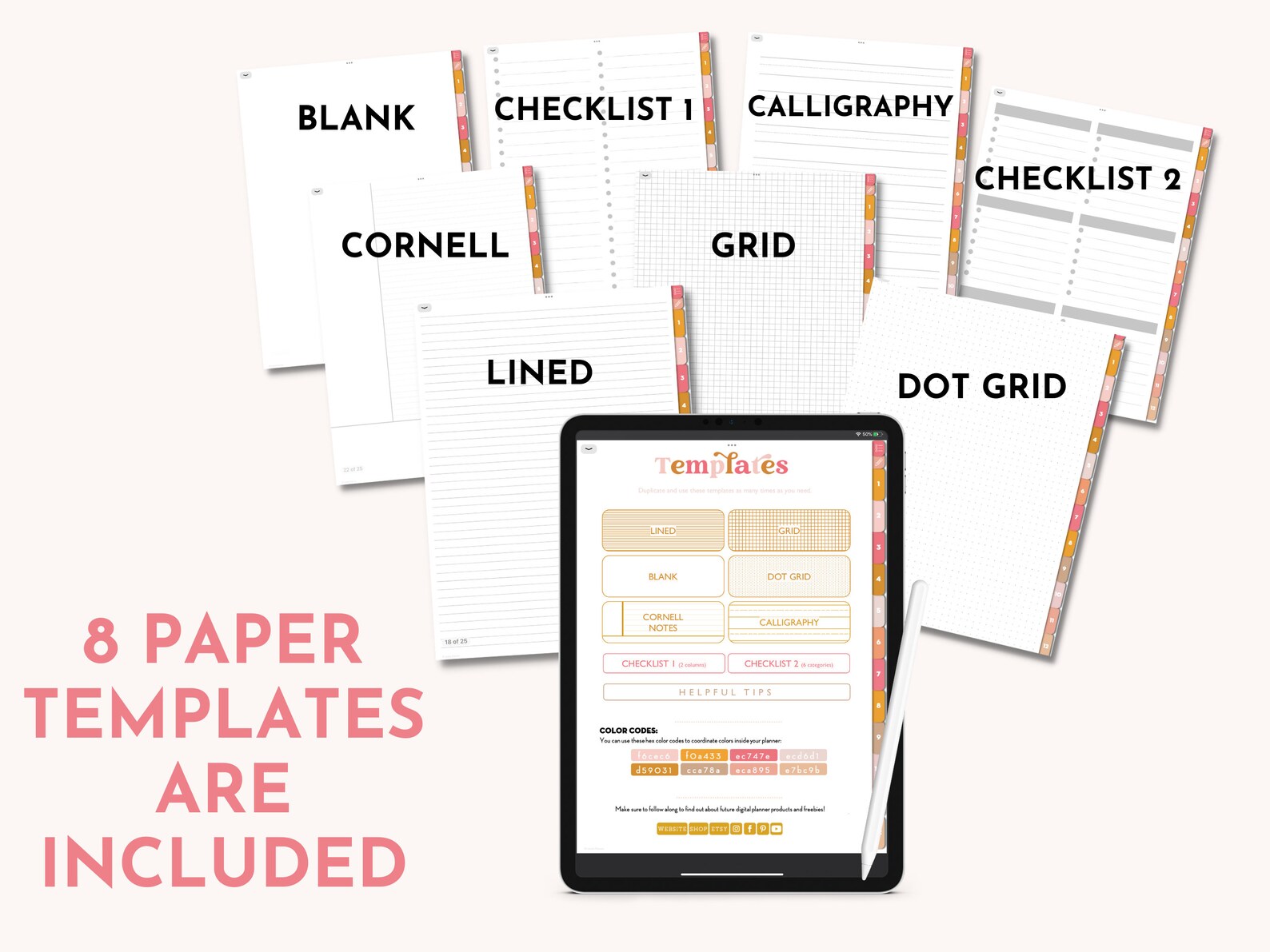 Digital Notebook With 12 Hyperlinked Tabs, Goodnotes Notebook ...